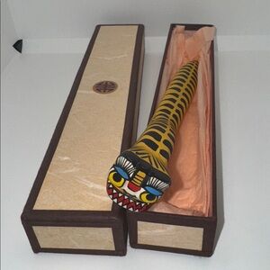 Hand Carved & Painted Tiger Letter Opener With Box